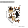 Creative coffee cup and heart wall stickers for kitchen and dining room decoration - Coffee Heart Style (M16615) / 30*40cm