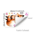 Detail view showing a 30x20cm cartoon fox wall sticker with colorful stars and hearts - Fox with Balloons and Hearts (D16060)