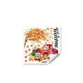 Detail of harvest gnome window sticker with pumpkins and truck on 30x30cm PVC sheet - Red Truck Gnome Welcome Style (DJ7600) / 30*30cm (1 sheet)