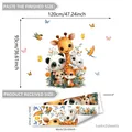 Tableau des tailles détaillé montrant les dimensions finales du sticker mural - Girafe Panda Animaux de la Forêt (M12077)