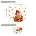 Autumn static window sticker featuring cute rabbit, pumpkin, and maple leaves for decor - Autumn Squirrel Pumpkin Combo (D19008)