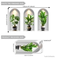 3D muurstickers met groene kunstplanten in witte nissen, afmeting van 120x60cm - 3D Gebogen Nis Groene Planten (BM17503) / 30*60cm*3pcs