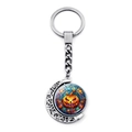 Rotating Halloween moon keychain with Jack-O-Lantern pumpkin stained glass pendant - Scarecrow Jack-O'-Lantern (JY008511-5)