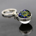 Colgante llavero Ojo de Horus con bola de cristal de doble cara y marco plateado - Jy008522-1