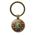 Bronze Halloween keychain with skull glass cabochon in vintage artistic style - Skull Style-Bronze(JY008505-铜1)