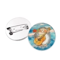 Niedliche Igel-Brosche mit Gitarre und Rose, Anstecker mit Sicherheitsverschluss - Igel mit Gitarre und Rose (Silberbasis)
