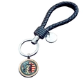 Porte-clés Statue de la Liberté vintage avec lanière en cuir noir et anneau argent - Style Statue de la Liberté (JY008530-1)