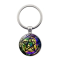 Porte-clés pentagramme magique avec spirale colorée et détails celtiques argentés - Pentagramme Tourbillon de Spirale Coloré (JY008547-银4)