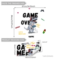 Stickers muraux dinosaure gamer avec manette pour décoration chambre enfant - M12048 (2 Feuilles 30*60cm)