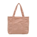 Pink corduroy tote bag for women featuring a minimalist design and a front pocket - Pink
