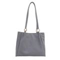 Sac fourre-tout en toile sergée grise avec anneaux dorés et doubles bandoulières - Bleu