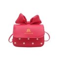Mini sac à bandoulière rose rouge chic avec grand nœud en cuir et motif à pois blancs - Rose rosé