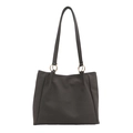 Sac fourre-tout minimaliste gris foncé en toile avec bandoulières et anneaux dorés - Noir