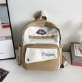 Mochila minimalista en bloques de color caqui y crema con gran capacidad para uso diario - Caqui