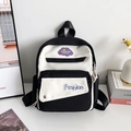 Mochila minimalista en blanco y negro con parche de nube púrpura para estudiantes - Negro