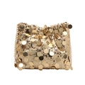 Elegant gold sequin square clutch with fine chain strap for evening and party wear - Gold