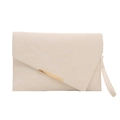 Elegante cremefarbene Umschlagtasche mit goldenem Rand und passender Handschlaufe - Weiß