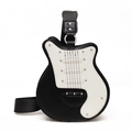 Guitar shaped crossbody bag with rivets and contrast stitching in black and white - Black
