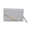 Schicke hellgraue Umschlag-Clutch mit Faltenstruktur und elegantem goldenem Metallstab - Blau