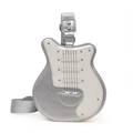 Guitar shaped crossbody bag in silver and cream faux leather with metal rivets - Silver