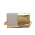 Elegant gold glitter and metallic square crossbody bag with adjustable shoulder strap - Gold