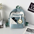 Cute blue and white cat-themed mini backpack with fashion lettering and paw charm - Green