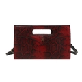 Bolso de moda con estampado de serpiente roja y negra, logo metálico y correa ajustable - Rojo