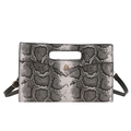 Bolso tote chic con estampado de serpiente, logo dorado y correa ajustable - Gris