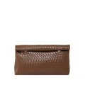 Pochette en cuir tressé marron au design plié minimaliste avec détails en métal chic - Marron