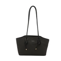 Bolso tote negro chic con letras FASHION blancas y detalles de nudo ajustable - Negro
