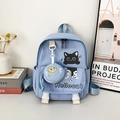 Zaino gatto azzurro con piccolo portamonete a pesce e grande capacità interna - Blu