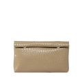 Minimalistische khakifarbene Clutch mit Webstruktur, Gold-Beschlägen und Rollrand-Design - Khaki