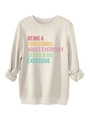 Détail du sweat-shirt couleur avoine avec texte coloré Being a Functional Adult imprimé - S / Sable