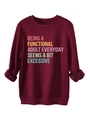 Détail d'un sweat bordeaux épais avec revers aux poignets et impression de slogan coloré - S / Bordeaux