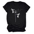 Detailaufnahme von Kolibri und Pusteblume Weißdruck auf schwarzem Baumwoll-T-Shirt - S / Schwarz