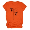 Detail von Löwenzahn und zwei Vögeln Grafikdruck auf dem lebhaften orangefarbenen T-Shirt - S / Orange