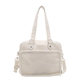 Japanische Ita-Tasche in Cremeweiß mit transparentem PVC-Fenster und Herz-Detail - Weiß