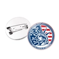 Retro Statue of Liberty US flag brooch souvenir badge pin with safety pin back view - Close-up Flag Liberty (UNITED STATES OF AMERICA) / Silver