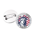 Vintage Statue of Liberty enamel pin badge with American flag design and safety clasp. - American Round (LIBERTY LADIES OMAHA) / Silver