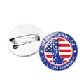 Round vintage brooch with Statue of Liberty and American flag design for souvenirs - Immigration Theme (U.S.A IMMIGRATION) / Silver