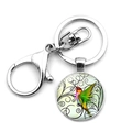 Porte-clés colibri argenté avec pendentif en verre coloré et fermoir mousqueton - Style Colibri Dégradé Coloré (JY008549-2)