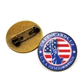 Vintage USA Flag and Statue of Liberty souvenir brooch badge with antique bronze base. - Commemorative Silhouette Style / Bronze