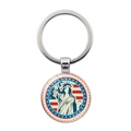 US flag and Statue of Liberty glass dome keychain in a circular metal pendant - Statue of Liberty Glass Cabochon (Silver Color JY008527-7)
