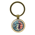 Antique bronze keychain with Statue of Liberty and US flag glass dome pendant - Vintage Statue of Liberty Style (JY008527-Copper 1)