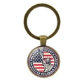 Bronze keychain with American flag and Statue of Liberty design in vintage style - Statue of Liberty Full Name Style - Antique Bronze (JY008527-Bronze4)