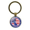 Bronze keychain with Statue of Liberty and US flag glass pendant for New York souvenir - Antique Bronze Migration Style (JY008527-Bronze 9)