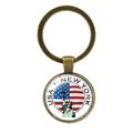 Bronze keychain featuring the Statue of Liberty and USA flag in a vintage New York style - Antique Bronze New York USA Style (JY008527-B10)