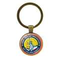 Antique bronze keychain with glass pendant featuring the Statue of Liberty and landmarks - Bronze Landmark Logo Style (JY008527-Bronze12)