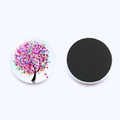 25mm glass refrigerator magnet featuring a colorful heart tree design with magnetic back - Multicolor Heart Leaves Tree (JY008538-7)