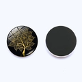 Golden Tree of Life glass fridge magnet with black magnetic back for home decor - Golden Lush Fortune Tree (JY008538-15)